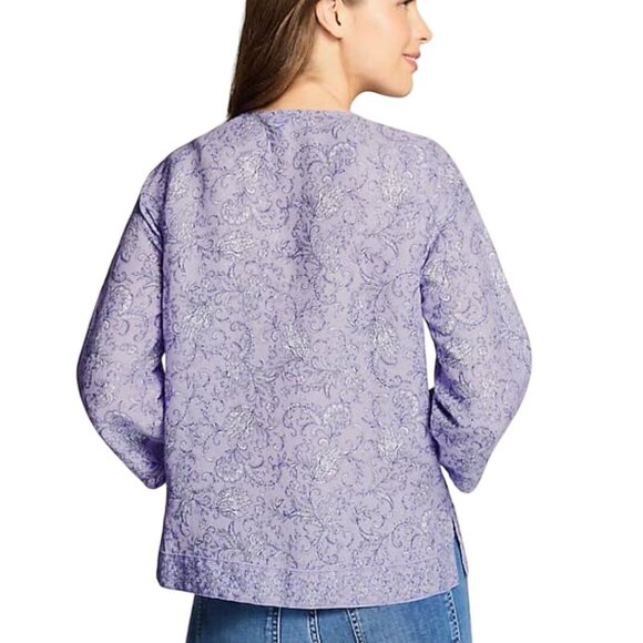J. Jill Love Linen NWT Linen Border Printed Popover Lilac Paisley Size M - Picture 4 of 11